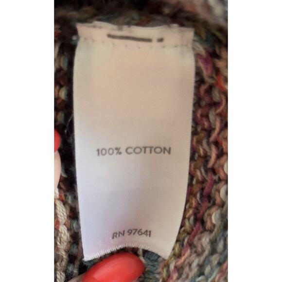 J Jill 100% Cotton Colorful Heathered Stripe Boho Sweater Size XL - Picture 4 of 7